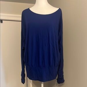 Lilly Pulitzer Royal Blue Pima Cotton Modal Ruched Sleeve Dolman Top Large